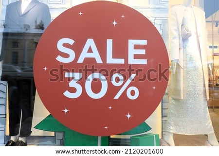 View of sale sign board on window