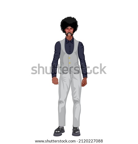 Man avatar for social networks and websites. Man full body front view. Cartoon image of a male. Men fashion design.