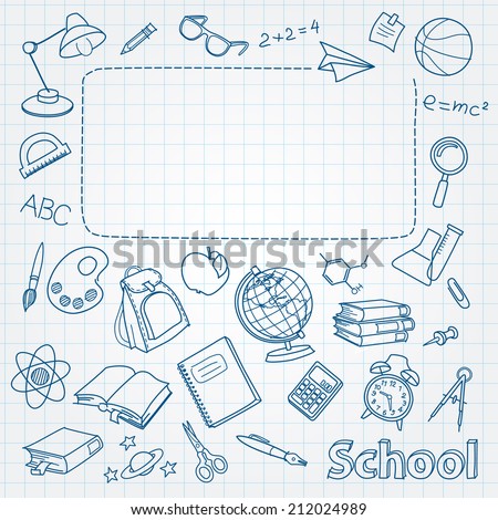 School doodle on the page with space for text vector