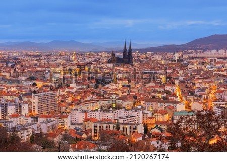 Skyline of Clermont-Ferrand France at Dusk Royalty-Free Stock Photo #2120267174