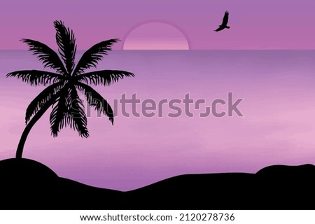 
pink sunset by the sea. Purple Sea. ocean shore at sunset