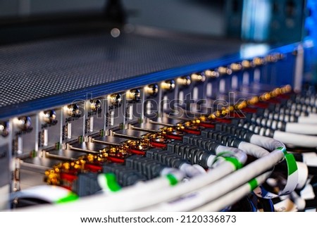Close up kvm network moduls in server room. Royalty-Free Stock Photo #2120336873