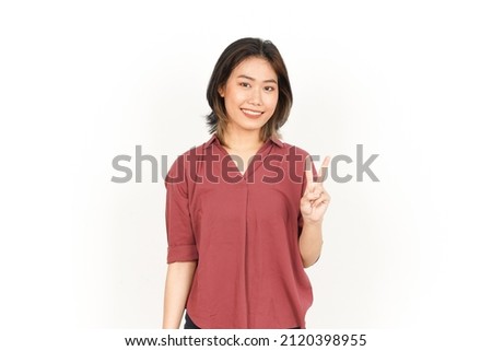 Showing Peace Sign Of Beautiful Asian Woman Isolated On White Background