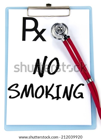 no smoking text write on prescription