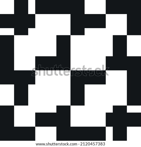 Black rectangle and cornered shapes pattern. Vector.