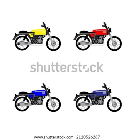 illustration of a collection of motorbikes in various colors