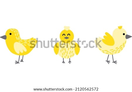 Сhick set. Little chicken. Yellow chick. Spring, easter. Nestling. Flat, cartoon. Isolated vector stock illustration eps 10 on white background