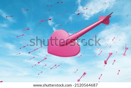 
Arrows of love rush to find their hearts. 3d Royalty-Free Stock Photo #2120564687