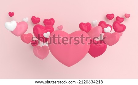 Happy Valentine's Day horizontal banner 3D hearts Royalty-Free Stock Photo #2120634218