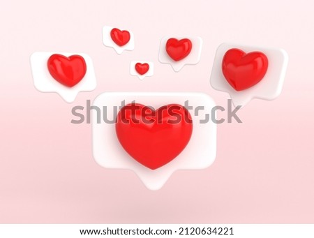 3d heart like social network pink background. Royalty-Free Stock Photo #2120634221