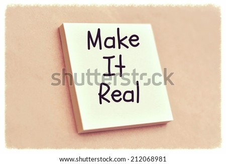 Text make it real on the short note texture background