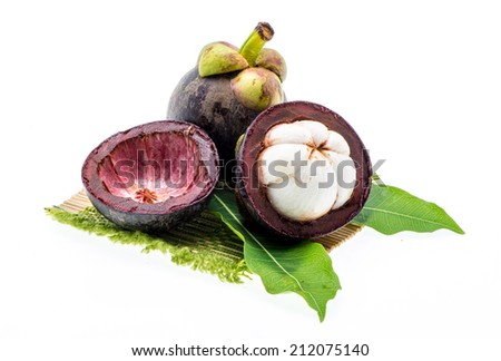 tropical mangosteen fruit on white background