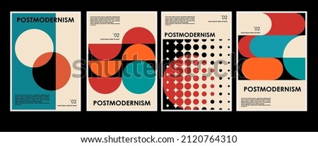 Artworks, posters inspired postmodern of vector abstract dynamic symbols with bold geometric shapes, useful for web background, poster art design, magazine front page, hi-tech print, cover artwork. Royalty-Free Stock Photo #2120764310