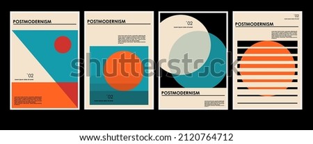 Artworks, posters inspired postmodern of vector abstract dynamic symbols ,Stylized sunset, dawn , useful for web background, poster art design, magazine front page, hi-tech print, cover artwork. Royalty-Free Stock Photo #2120764712