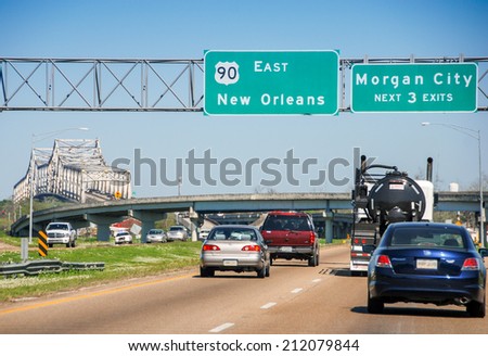 Bridge and traffic to New Orleans.