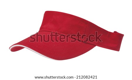 Sun visor hats, red with white edge and with clipping path Royalty-Free Stock Photo #212082421