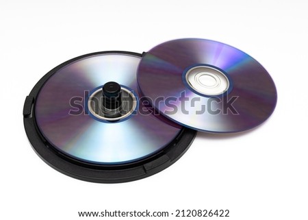 laser disc lying in a special package with a spindle in the center. High quality photo