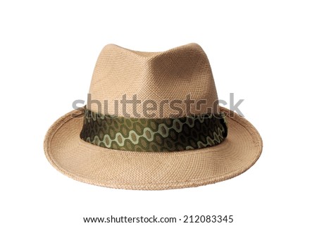 Mens summer straw hat isolated on white background Royalty-Free Stock Photo #212083345
