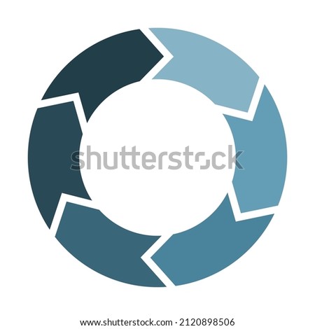 Renew and refresh circle with 6 arrows. Six elements forming circular symbol. Blue color infographic diagram vector illustration. Royalty-Free Stock Photo #2120898506