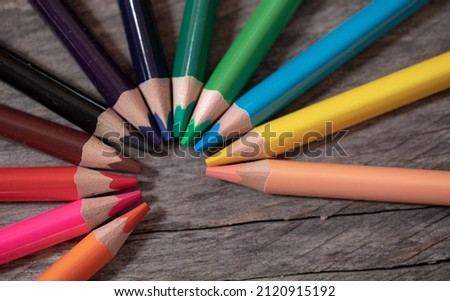 Colored pencils background. Colored pencils
