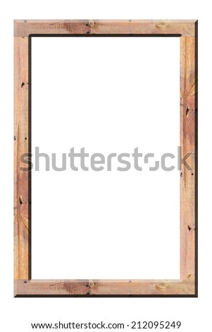 Vintage picture frame, wood plated, white background