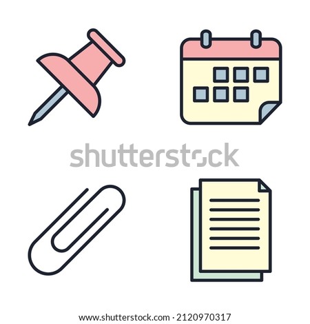 office stationery elements set icon symbol template for graphic and web design collection logo vector illustration