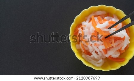 Japanese food. A vinegared dish of radish and carrot. "Kouhaku　Namasu"