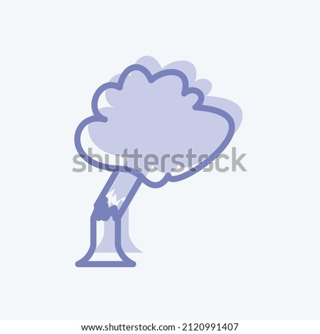 Tree Falling Icon in trendy two tone style isolated on soft blue background
