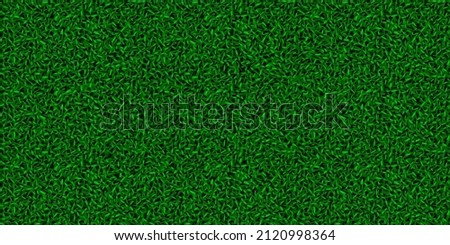 Green astro turf grass texture seamless pattern. Carpet or lawn top view. Vector background. Baseball, soccer, football or golf field. Fake plastic or fresh natural ground for game play. Royalty-Free Stock Photo #2120998364
