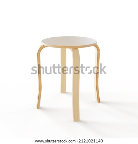 Wooden chair made of plywood on a white isolated background. Royalty-Free Stock Photo #2121021140