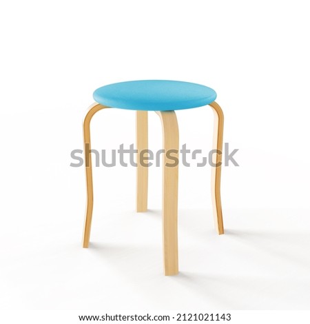 Wooden chair made of plywood on a white isolated background. Royalty-Free Stock Photo #2121021143