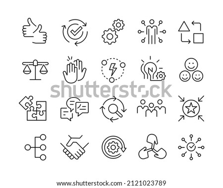 Teamwork Icons - Vector Line Icons. Editable Stroke. Vector Graphic Royalty-Free Stock Photo #2121023789