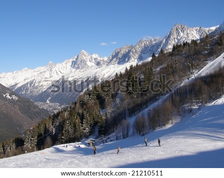 Ski-track in French Alps