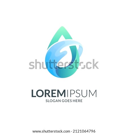 water drop logo design combination with circular wave shape