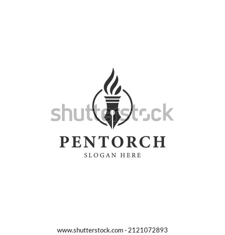 pen and torch logo design