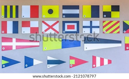 Flags Sign Notices for Yachting Shipping Marine boats for display of different  commands warnings on wall display.