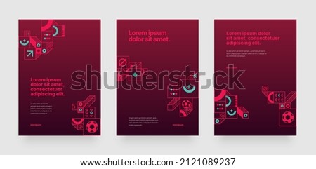 Poster layout design for tournament, invitation, awards or cup. Layout design template with geometric shapes. Championship in Qatar. Sports background trend 2022. Royalty-Free Stock Photo #2121089237