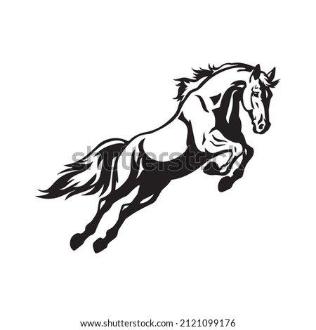 jumping horse, jumping sportive horse over obstacles vector silhouette