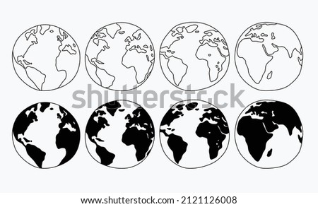 set of cartoon globes isolated on a white background.
