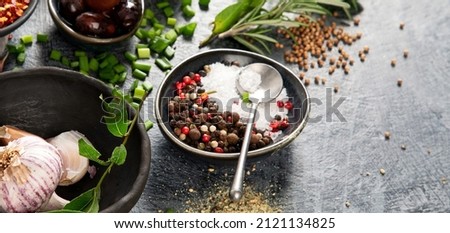 Food on dark background. Cooking concept. copy space