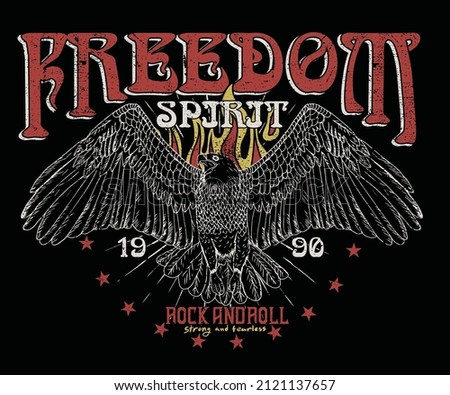 Eagle freedom vintage print design for t shirt, apparel, sticker, poster and others. Rock band poster vector design. Royalty-Free Stock Photo #2121137657