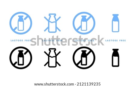 Lactosa free icon set. Without lactose food symbol design for logo, menu, product package template. Vegan product . Vector eps10. Royalty-Free Stock Photo #2121139235