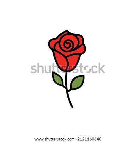 red rose icon isolated on white