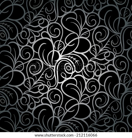 Abstract retro luxury seamless swirl background pattern in vector. Silver lace endless texture
