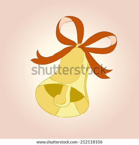 Vector bell with ribbon. 