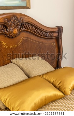 Bed in bedroom interior details
