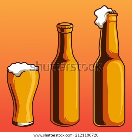 Beer glass and beer bootle vector illustration 