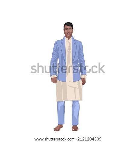 Man avatar for social networks and websites. Man full body front view. Cartoon image of a male. Men fashion design. Fictional male anime character.