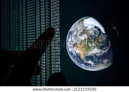 Numeric series display beside earth picture