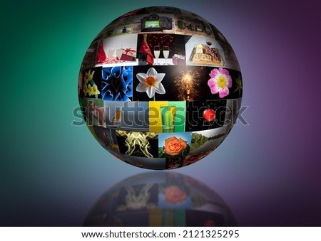 photo montage in a sphere with reflection.